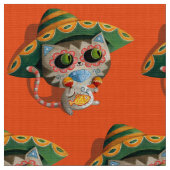 ソンブレロを持つメキシコ猫 ファブリック (クローズアップ)