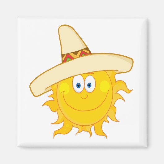 ソンブレロを着た笑顔の太陽 マグネット (正面)