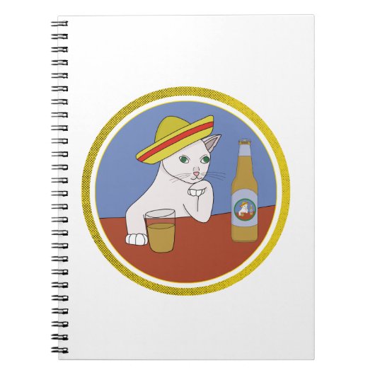 ソンブレロを着て飲む猫 ノートブック (正面)