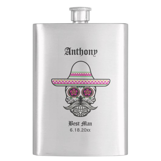 ソンブレロシュガースカル|花婿介添人結婚の贈り物 フラスク (正面)