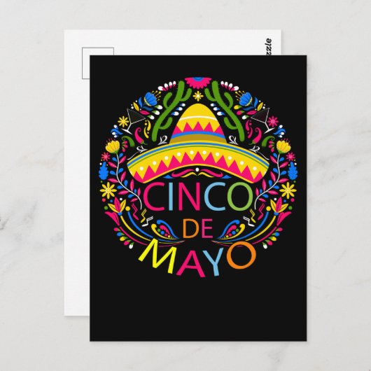 ソンブレロメキシカンフィエスタハッピーシンコデマヨパーティー ポストカード
