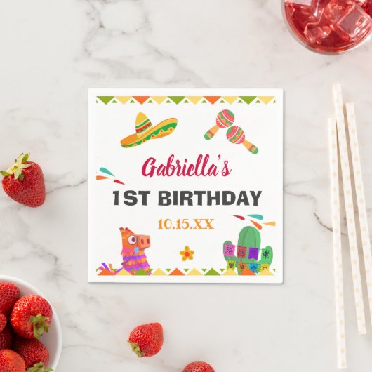 ソンブレロラマメキシコスタイルフィエスタファースト誕生日 スタンダードカクテルナプキン (インサイチュ)