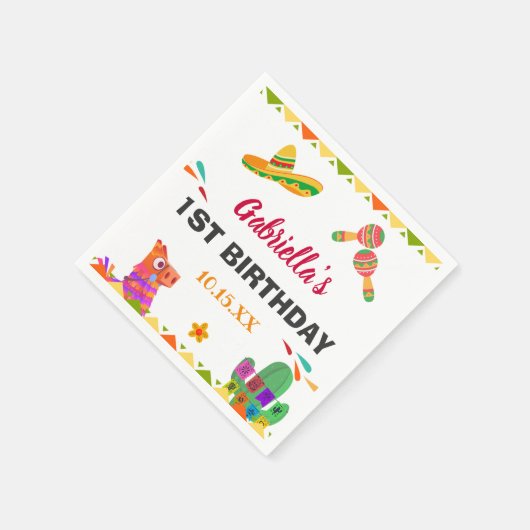 ソンブレロラマメキシコスタイルフィエスタファースト誕生日 スタンダードカクテルナプキン (角)