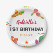 ソンブレロラマメキシコスタイルフィエスタファースト誕生日 ペーパープレート (正面)