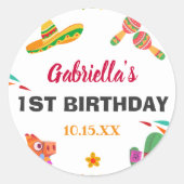 ソンブレロラマメキシコスタイルフィエスタファースト誕生日 ラウンドシール (正面)