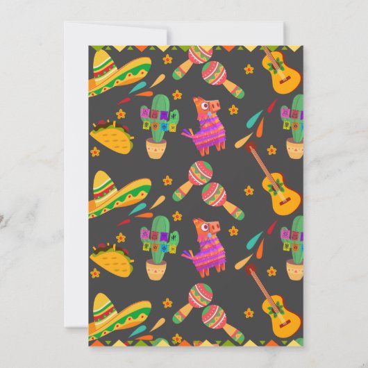 ソンブレロラマメキシコスタイルフィエスタファースト誕生日 招待状 (裏面)