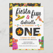 ソンブレロラマメキシコスタイルフィエスタファースト誕生日 招待状 (正面/裏面)