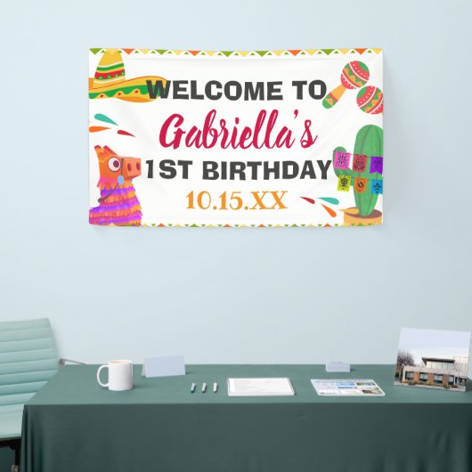 ソンブレロラマメキシコスタイルフィエスタファースト誕生日 横断幕 (トレードショー)