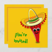ソンブレロ・シンコ・デ・マヨのチリ・ペッパー 招待状 (正面/裏面)