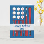 ソンベースボールフラッグ誕生日赤白青 カード (黄色い花)