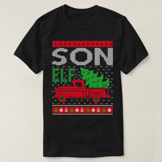ソン小妖精や小人の醜いクリスマスセーター Tシャツ (デザイン正面)
