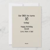 ソン10番目の誕生日抽象芸術キツネ シーズンカード (裏面)