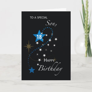 ソン18誕生日スター感動的ブルー&ブラック カード