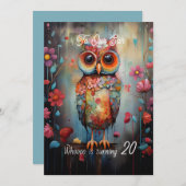 ソン20誕生日抽象芸術フクロウ シーズンカード (正面/裏面)