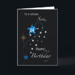 ソン24th誕生日ス感動的ターブルー&ブラック カード<br><div class="desc">彼インスパイアは24歳の祝誕生日を迎えて後を追、彼はカバーに星が表示された黒と青のカードと彼の本当の星を自分の息子に。</div>