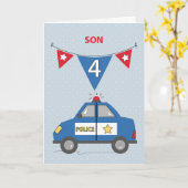 ソン4thバースデーブルーパトカー カード (黄色い花)