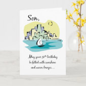 ソン50th誕生日サイルボートニアシティ カード (黄色い花)