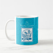 ソン、ファーストコミューン、小麦、ぶどうブルー コーヒーマグカップ (左)