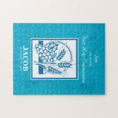 ソン、ファーストコミューン、小麦、ぶどうブルー ジグソーパズル (横)