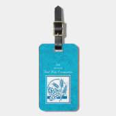 ソン、ファーストコミューン、小麦、ぶどうブルー ラゲッジタグ (正面縦)