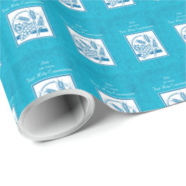 ソン、ファーストコミューン、小麦、ぶどうブルー ラッピングペーパー