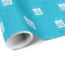 ソン、ファーストコミューン、小麦、ぶどうブルー ラッピングペーパー