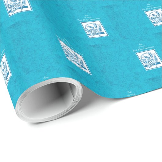 ソン、ファーストコミューン、小麦、ぶどうブルー ラッピングペーパー (ロールコーナー)