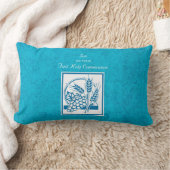 ソン、ファーストコミューン、小麦、ぶどうブルー ランバークッション (ブランケット)