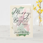 ソン&メリーワイフ向けの明るいホリークリスマス カード (黄色い花)