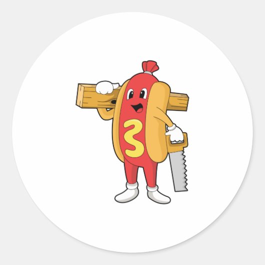 ソーウッドと大工のホットドッグ ラウンドシール (正面)