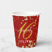 ソーエレガントレッドグリッタースウィート16紙カップ 紙コップ (裏面)