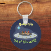 ソーサおもしろいーのカートゥー飛んでいるキーチェーンの鶏 キーホルダー (正面)