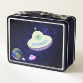 ソーサーが付いた飛んでいるかわいい銀河系 メタルランチボックス (裏面)