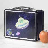 ソーサーが付いた飛んでいるかわいい銀河系 メタルランチボックス (インサイチュ)