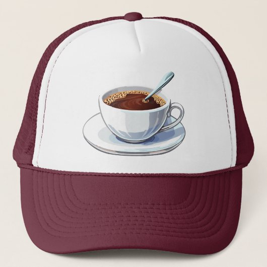 ソーサーに載ったコーヒーが注がれた白いコーヒーカップ キャップ (正面)