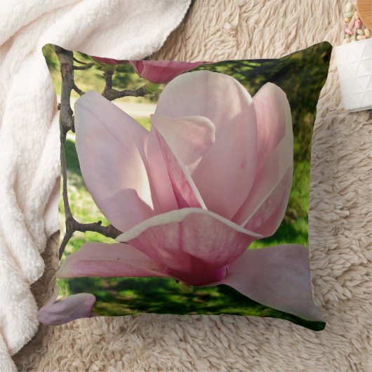 ソーサーパーソナライズされたマグノリアの花 クッション (ブランケット)