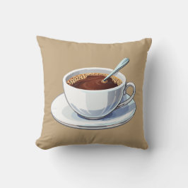 ソーサー付きの白いコーヒーカップにコーヒーが注がれている クッション