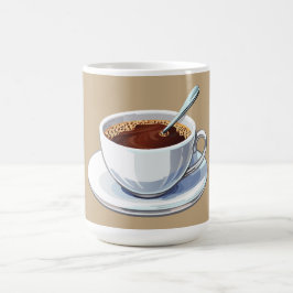 ソーサー付きの白いコーヒーカップにコーヒーを注いだ様子 コーヒーマグカップ