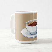 ソーサー付きの白いコーヒーカップにコーヒーを注いだ様子 コーヒーマグカップ (正面左)