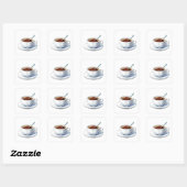 ソーサー付きの白いコーヒーカップにコーヒーを注いだ状態 スクエアシール (シート)