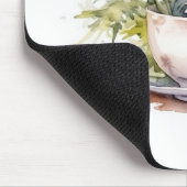 ソーサー付きコーヒーカップの水色デイジー マウスパッド (コーナー)