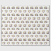 ソーサー付きコーヒーカップの水色デイジー ラッピングペーパー (フラット)