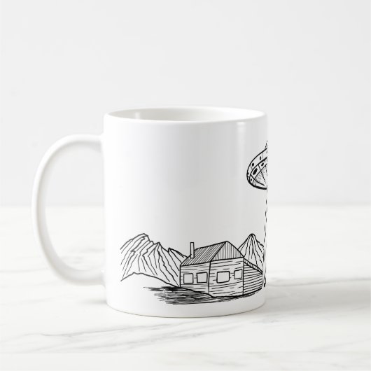 ソーサー飛んでいるエイリアンとウホス コーヒーマグカップ (左)