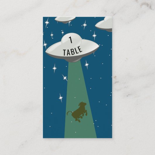 ソーサー飛んでいるエイリアン牛誘拐プレイス プレイスカード (裏面)