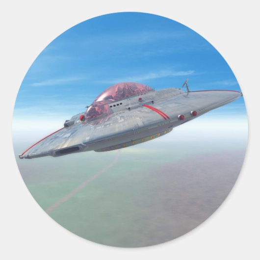 ソーサー飛んでいるステッカー ラウンドシール (正面)