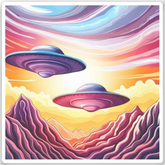 ソーサー飛んでいる・ビニール・シール シール (正面)