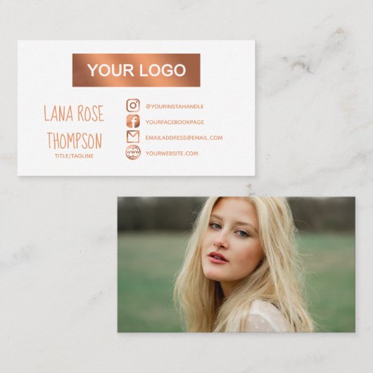 ソーシャフェイクルメディアのロゴと写真をフォイル 名刺 (正面/裏面)