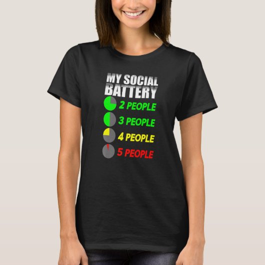 ソーシャルおもしろいバッテリの反社会的な導入 Tシャツ (正面)