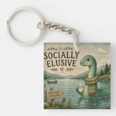 ソーシャルに謎のネッシー 居心地の良い未確認生物 ネス湖  キーホルダー (正面)