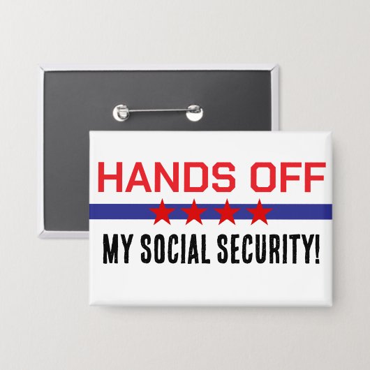 ソーシャルのセキュリティ赤白青をオフにする 缶バッジ (正面/裏面)